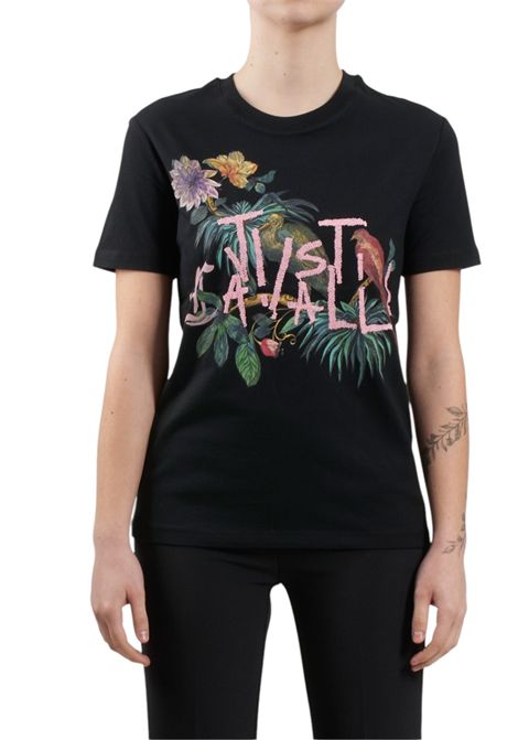 T-SHIRT LOGO FLOWER JERSEY JUST CAVALLI | T-shirt | 78PAHA01 CJ700899
